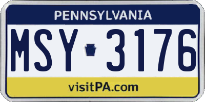 PA license plate MSY3176