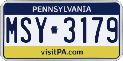 PA license plate MSY3179