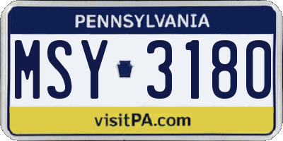 PA license plate MSY3180