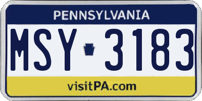PA license plate MSY3183