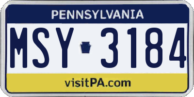 PA license plate MSY3184