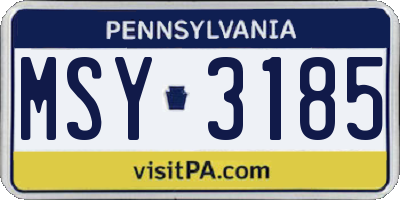 PA license plate MSY3185