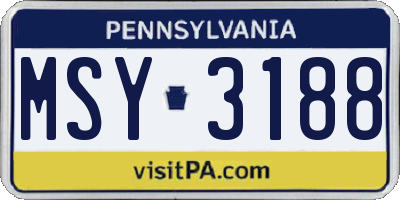 PA license plate MSY3188