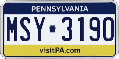 PA license plate MSY3190