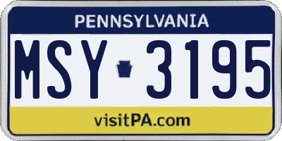 PA license plate MSY3195