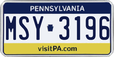 PA license plate MSY3196