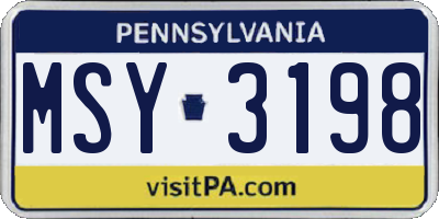 PA license plate MSY3198