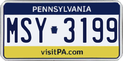 PA license plate MSY3199
