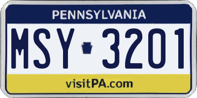 PA license plate MSY3201