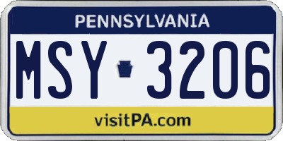 PA license plate MSY3206