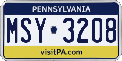 PA license plate MSY3208