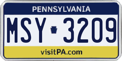 PA license plate MSY3209