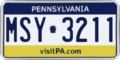 PA license plate MSY3211