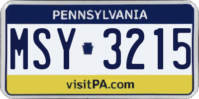 PA license plate MSY3215