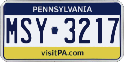 PA license plate MSY3217