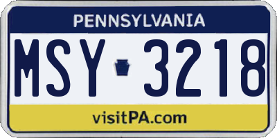 PA license plate MSY3218
