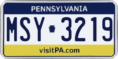 PA license plate MSY3219