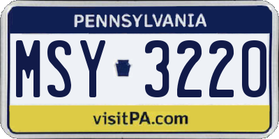 PA license plate MSY3220