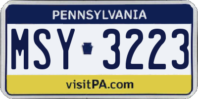 PA license plate MSY3223
