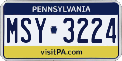 PA license plate MSY3224