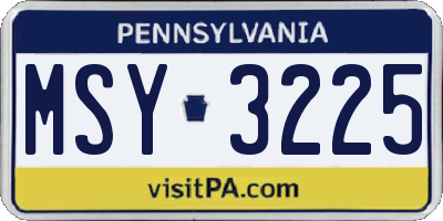PA license plate MSY3225