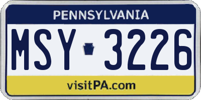PA license plate MSY3226