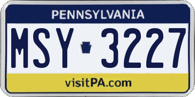PA license plate MSY3227
