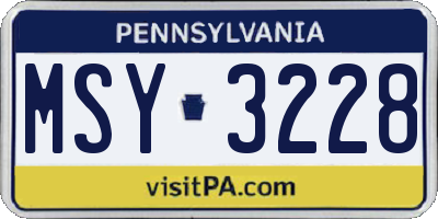 PA license plate MSY3228