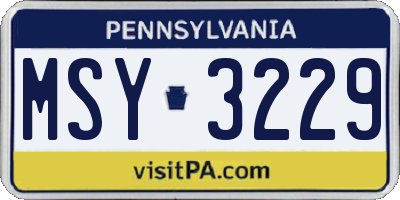PA license plate MSY3229