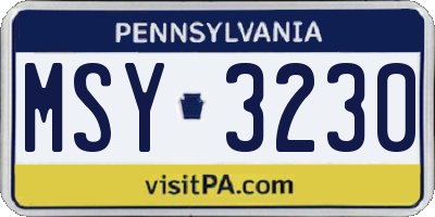 PA license plate MSY3230
