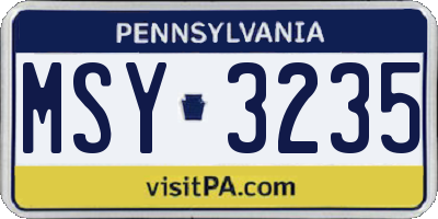 PA license plate MSY3235