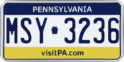 PA license plate MSY3236