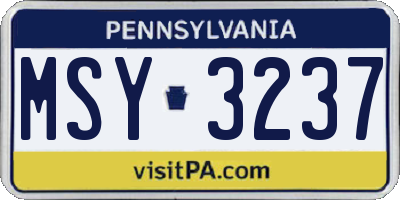 PA license plate MSY3237