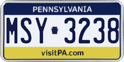 PA license plate MSY3238