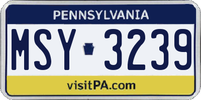 PA license plate MSY3239