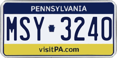 PA license plate MSY3240