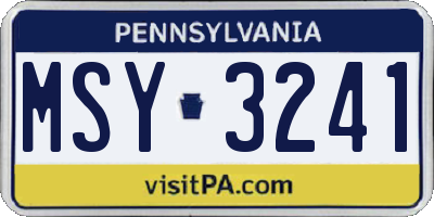 PA license plate MSY3241