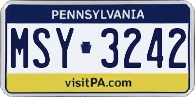 PA license plate MSY3242