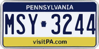 PA license plate MSY3244