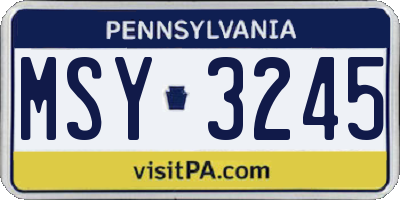 PA license plate MSY3245