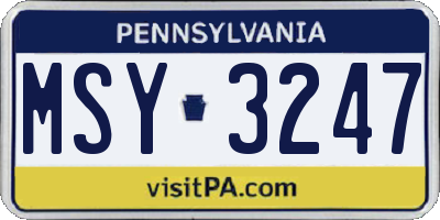 PA license plate MSY3247