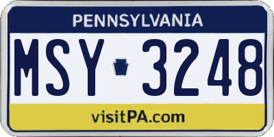 PA license plate MSY3248