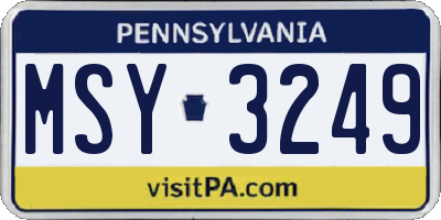 PA license plate MSY3249