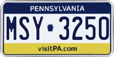 PA license plate MSY3250