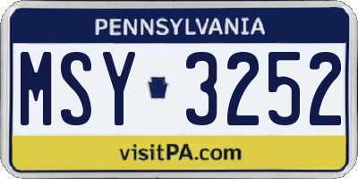 PA license plate MSY3252