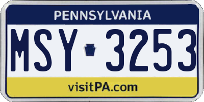 PA license plate MSY3253