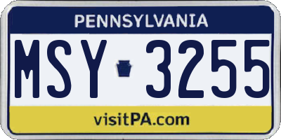 PA license plate MSY3255
