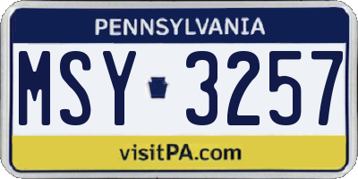 PA license plate MSY3257