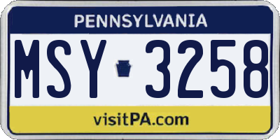 PA license plate MSY3258