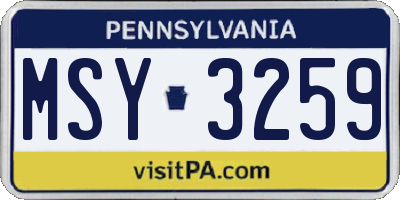 PA license plate MSY3259